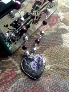Purple & Silver Heart Necklace 